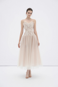 Mira Neutrals Lace Panel Tulle Maxi Dress