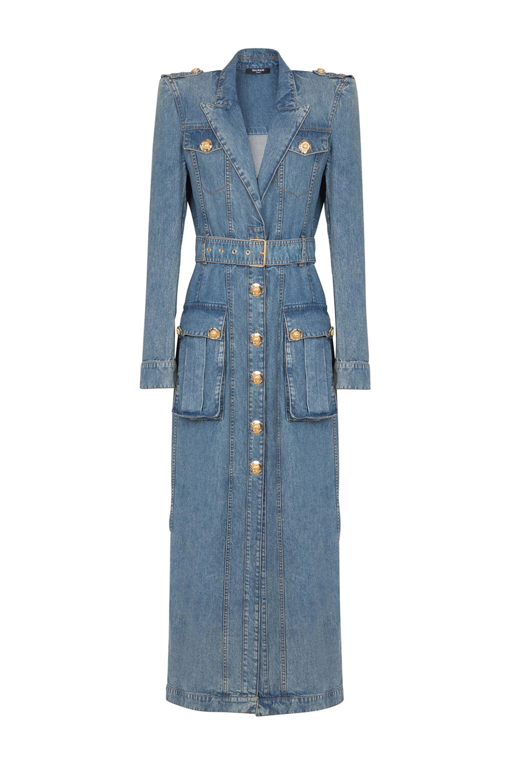 Tyra Blue Faded Denim Maxi Dress