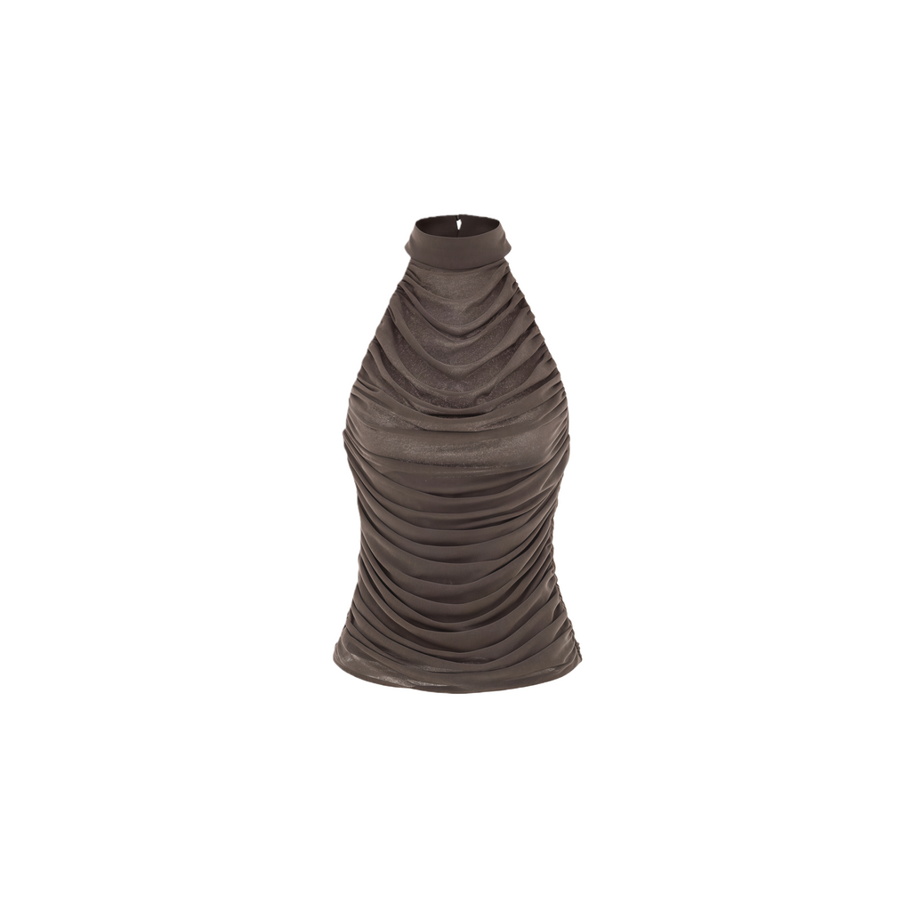 Norunn Grey Halterneck Ruched Top