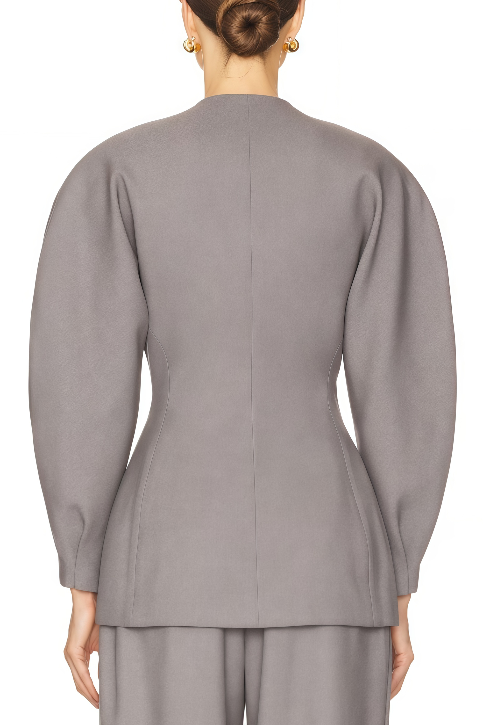 Clémence Grey Double-Breasted Coat & Trousers Set
