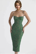 Vintage Eyelash Sweetheart Bodycon Lace Cocktail Midi Dress